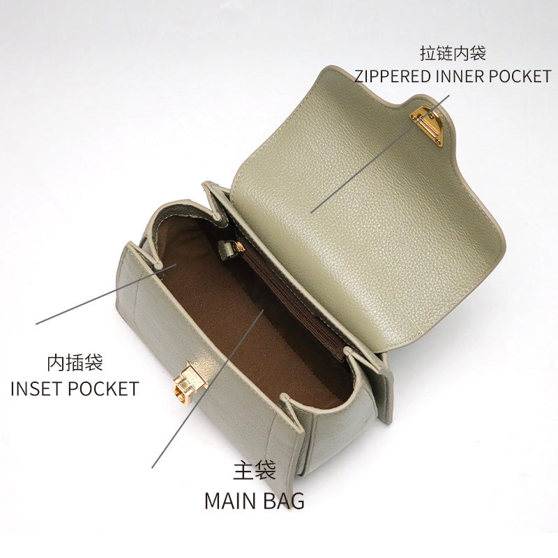 Genuine Leather Shoulder Bag – Vintage Nubuck Small Square Handbag