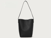 Women’s Genuine Leather Bucket Tote – Togo Cowhide Shoulder Bag