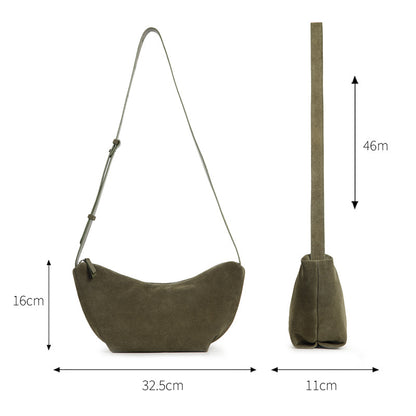 Winter Premium Leather Crescent Bag – Handbag & Crossbody for Women