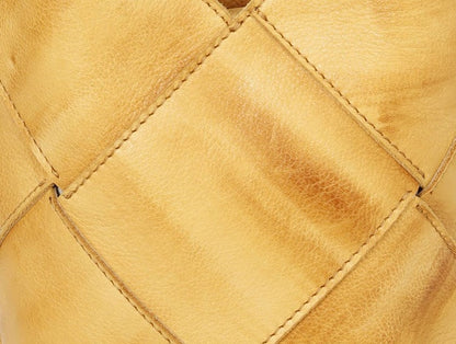 Woven Leather Bucket Bag – Elegant Spring Summer Top Handle Tote