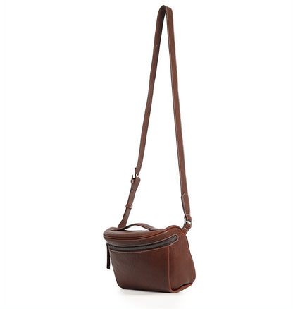 Vintage Top-Grain Leather Crossbody Bag – Handmade Saddle Bag for Women