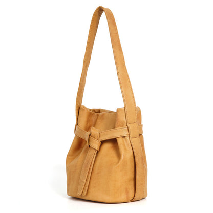 Women’s Full Grain Leather Bucket Bag – Handmade Shoulder & Crossbody Bag