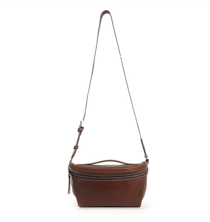 Vintage Top-Grain Leather Crossbody Bag – Handmade Saddle Bag for Women