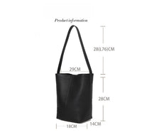 Women’s Genuine Leather Bucket Tote – Togo Cowhide Shoulder Bag