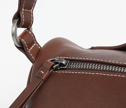 Vintage Top-Grain Leather Crossbody Bag – Handmade Saddle Bag for Women