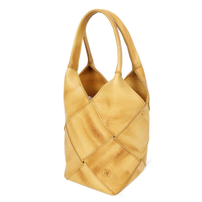 Woven Leather Bucket Bag – Elegant Spring Summer Top Handle Tote