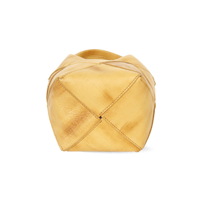 Woven Leather Bucket Bag – Elegant Spring Summer Top Handle Tote