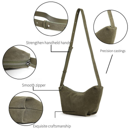 Winter Premium Leather Crescent Bag – Handbag & Crossbody for Women