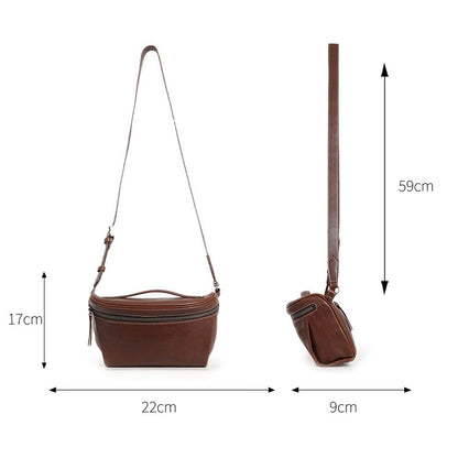 Vintage Top-Grain Leather Crossbody Bag – Handmade Saddle Bag for Women
