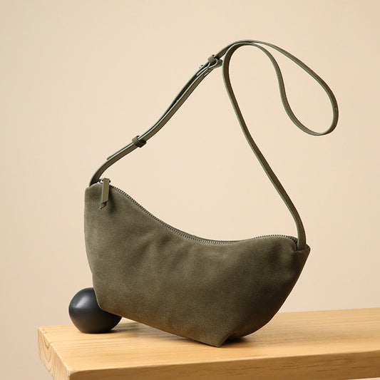 Winter Premium Leather Crescent Bag – Handbag & Crossbody for Women