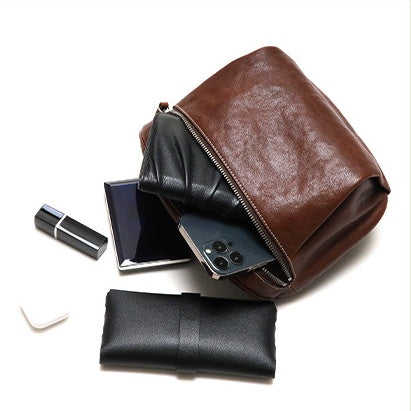 Vintage Top-Grain Leather Crossbody Bag – Handmade Saddle Bag for Women