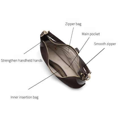 Women’s Suede Crescent Bag – Genuine Leather Shoulder & Crossbody