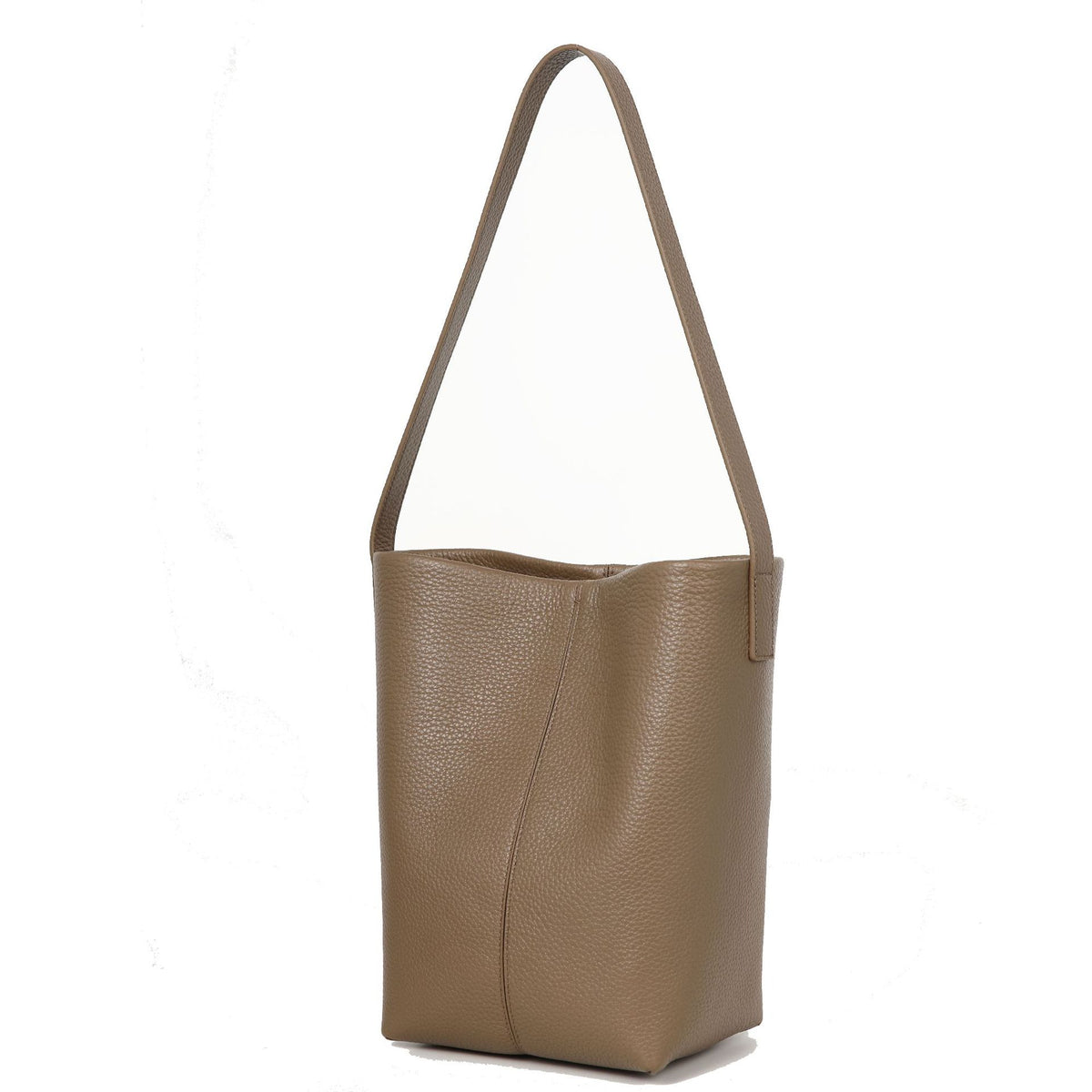Women’s Genuine Leather Bucket Tote – Togo Cowhide Shoulder Bag