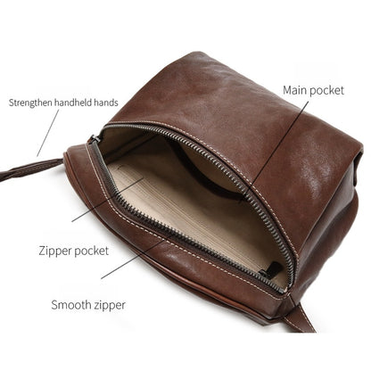 Vintage Top-Grain Leather Crossbody Bag – Handmade Saddle Bag for Women
