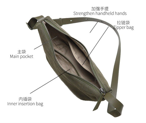 Winter Premium Leather Crescent Bag – Handbag & Crossbody for Women