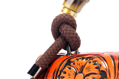 Vintage Floral Top Handle Leather Bag for Women