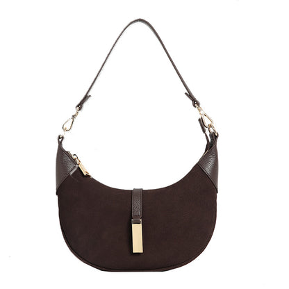 Women’s Suede Crescent Bag – Genuine Leather Shoulder & Crossbody