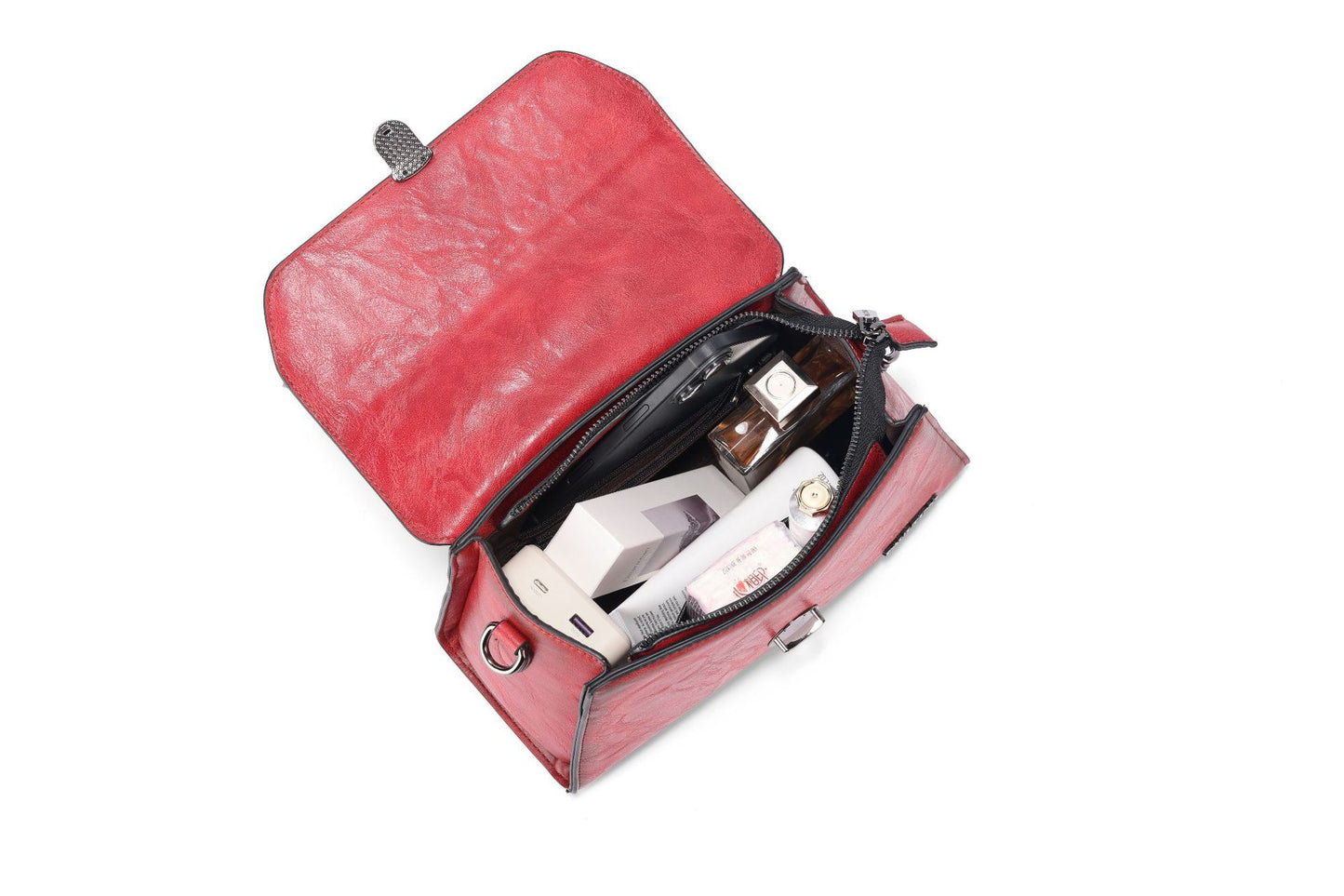 Vintage Floral Top Handle Leather Bag for Women