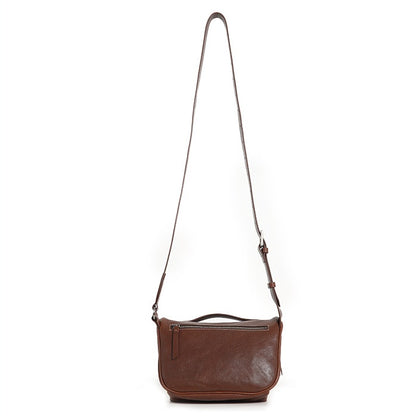 Vintage Top-Grain Leather Crossbody Bag – Handmade Saddle Bag for Women