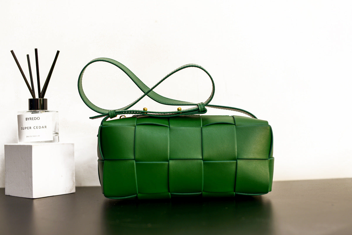 Women’s Woven Leather Waist Bag – Small Crossbody Chest Bag