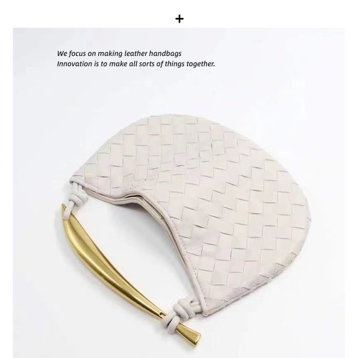 2022款鲨鱼包皱褶手提包牛皮编织包大容量白搭手拎腋下包都市简约