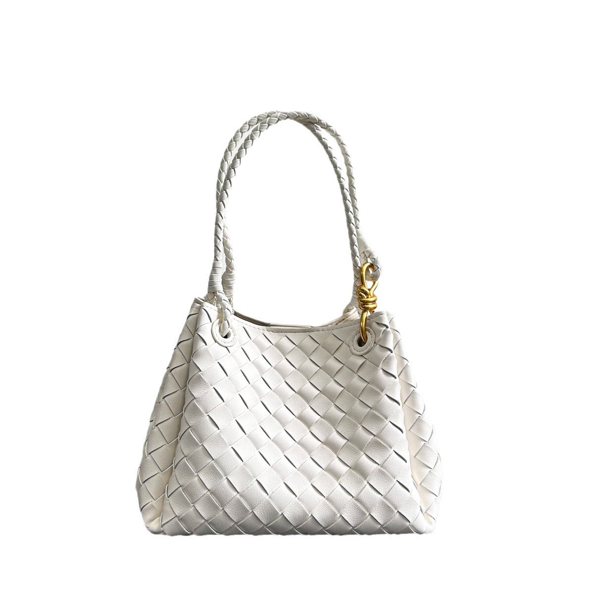 Women’s Woven Leather Bucket Bag – Soft Genuine Cowhide