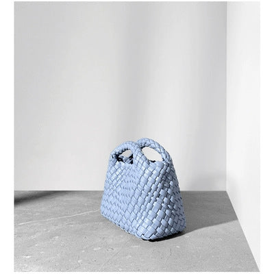 Women’s Leather Mini Woven Bucket Bag – Handbag, Shoulder & Crossbody