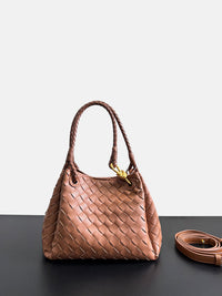 Women’s Woven Leather Bucket Bag – Soft Genuine Cowhide