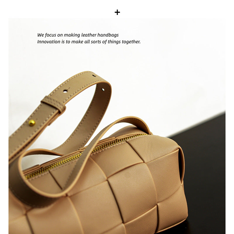 Women’s Woven Leather Waist Bag – Small Crossbody Chest Bag