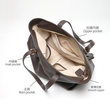 Genuine Leather Shoulder Bag – Large Capacity Women’s Handbag