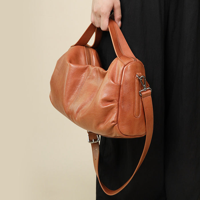 Women’s Genuine Leather Shoulder Bag – Vintage Folded Design