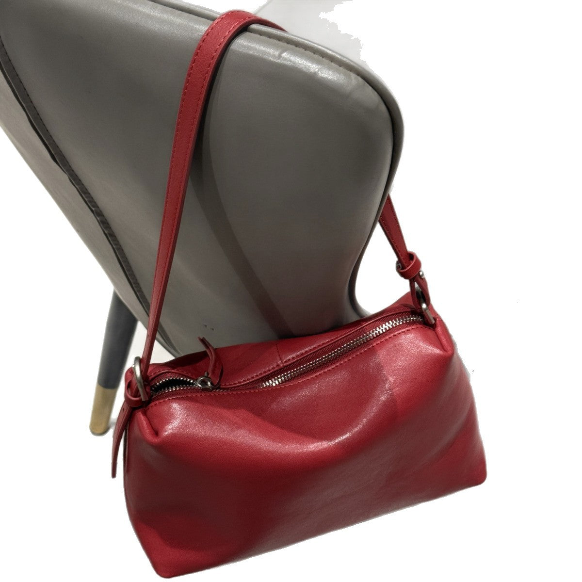 Women’s Red Textured Leather Underarm Bag – Trendy Shoulder & Handbag