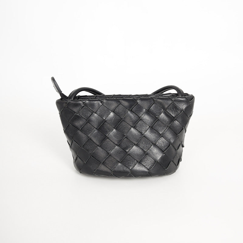 Genuine Leather Shoulder Bag – Woven Small Crossbody Bag
