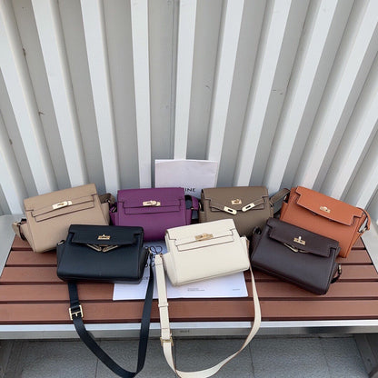 Women’s Pebbled Leather Kelly Messenger Bag – Handbag, Shoulder & Crossbody