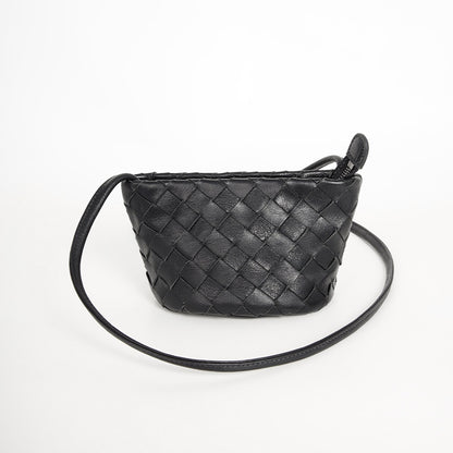 Genuine Leather Shoulder Bag – Woven Small Crossbody Bag