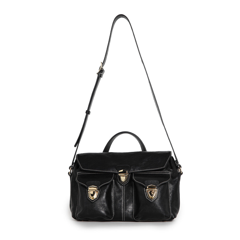 Genuine Leather Messenger Bag – Vintage Cowhide Shoulder & Handbag