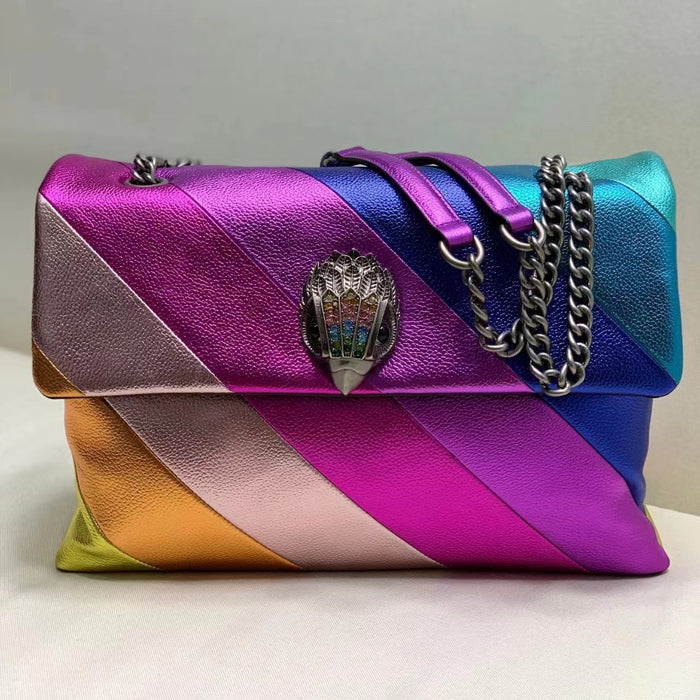 Women’s Color Block Leather Shoulder Bag – Trendy Underarm Crossbody Handbag