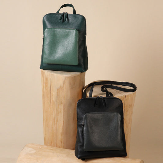 Genuine Leather Backpack – Large Capacity Crossbody & Shoulder Bag