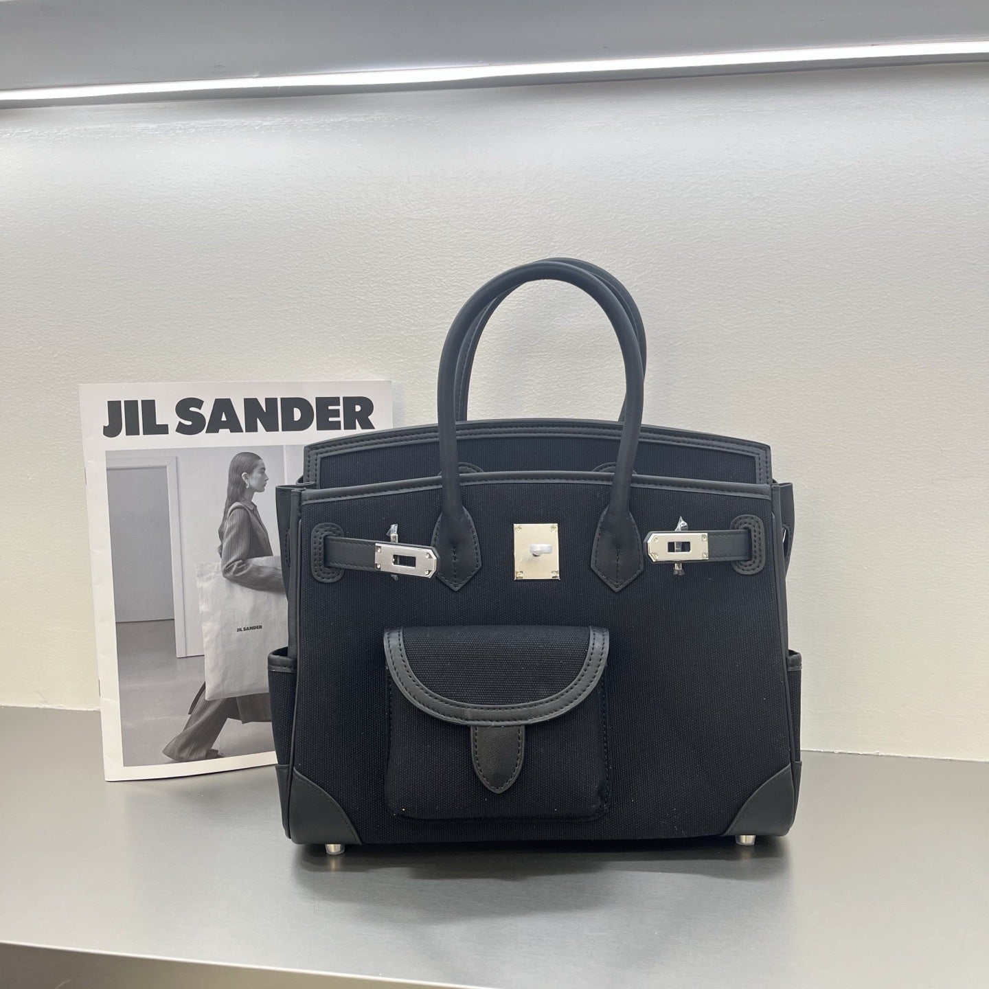 Women’s Canvas & Leather Tote Bag – Structured Crossbody Handbag