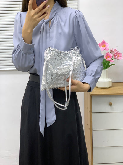 Women’s Drawstring Leather Hobo Bag – Large Capacity Shoulder Handbag