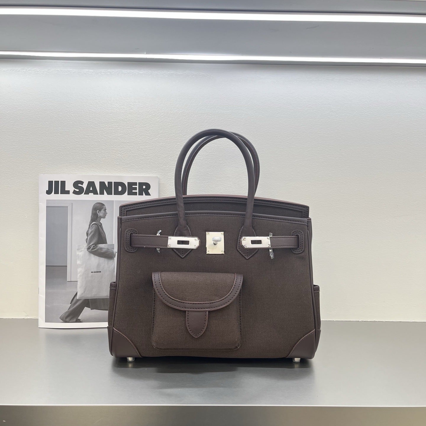 Women’s Canvas & Leather Tote Bag – Structured Crossbody Handbag