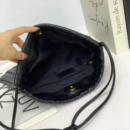 Women’s Drawstring Leather Hobo Bag – Large Capacity Shoulder Handbag