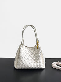 Women’s Woven Leather Bucket Bag – Soft Genuine Cowhide