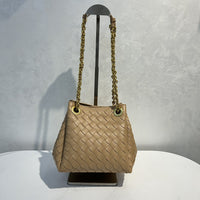 Women’s Handwoven Leather Chain Bag – Parachute Crossbody & Shoulder