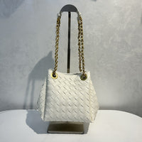 Women’s Handwoven Leather Chain Bag – Parachute Crossbody & Shoulder