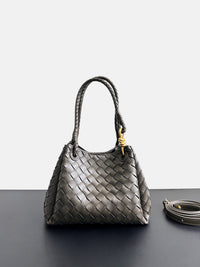 Women’s Woven Leather Bucket Bag – Soft Genuine Cowhide