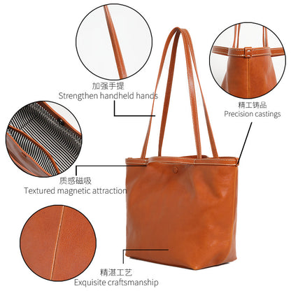 Genuine Leather Shoulder Bag – Nubuck Cowhide Tote
