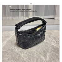 2025春季新款编织真皮手拎饭盒包小众设计简约跨境单肩斜挎女包包