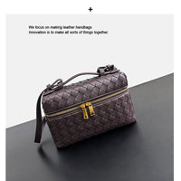 Women’s Woven Leather Handbag – Small Top-Grain Shoulder & Crossbody Bag