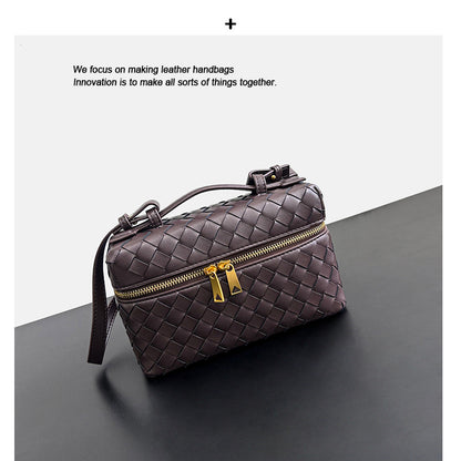 Women’s Woven Leather Handbag – Small Top-Grain Shoulder & Crossbody Bag